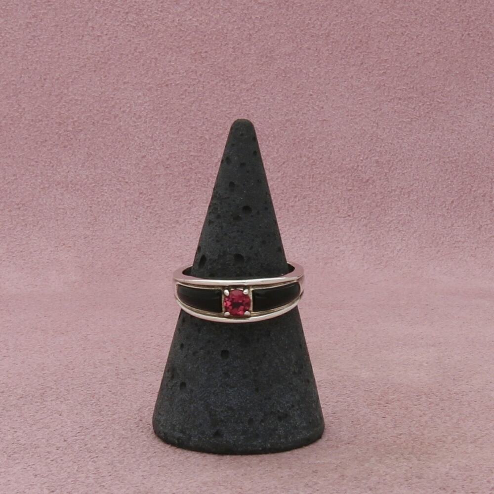 sterling silver pink tourmaline onyx band ring size 7